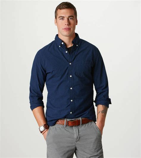 blue shirt grey pants formal.